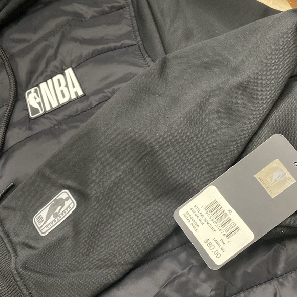 NWT NBA net dry hooded basketball Jacket puffer full zipup black bomber zom7510f - Picture 6 of 9